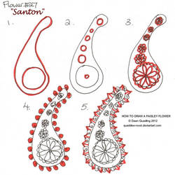 How to draw Paisley Flower 27 Santon