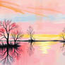 Painting Pastel Minimalist Reflection Art Hand