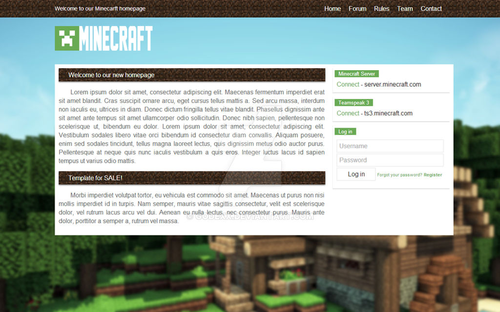 Minecraft HTML/CSS Template 2 - FOR SALE by Godexx on DeviantArt