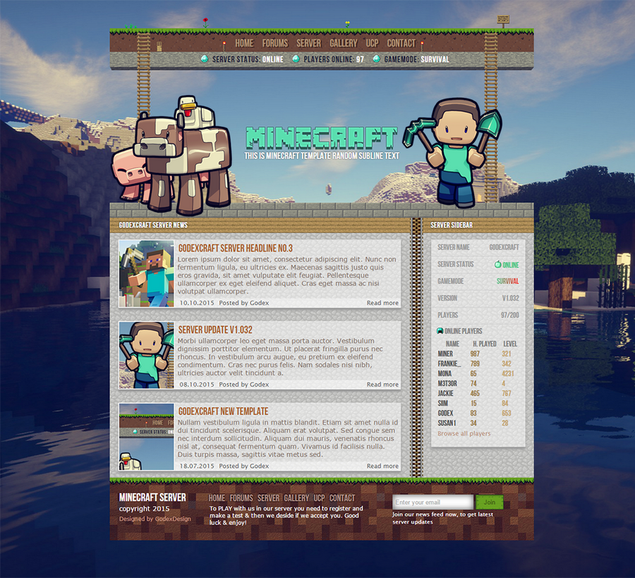 Minecraft HTML/CSS Template V3 - FOR SALE by Godexx on DeviantArt
