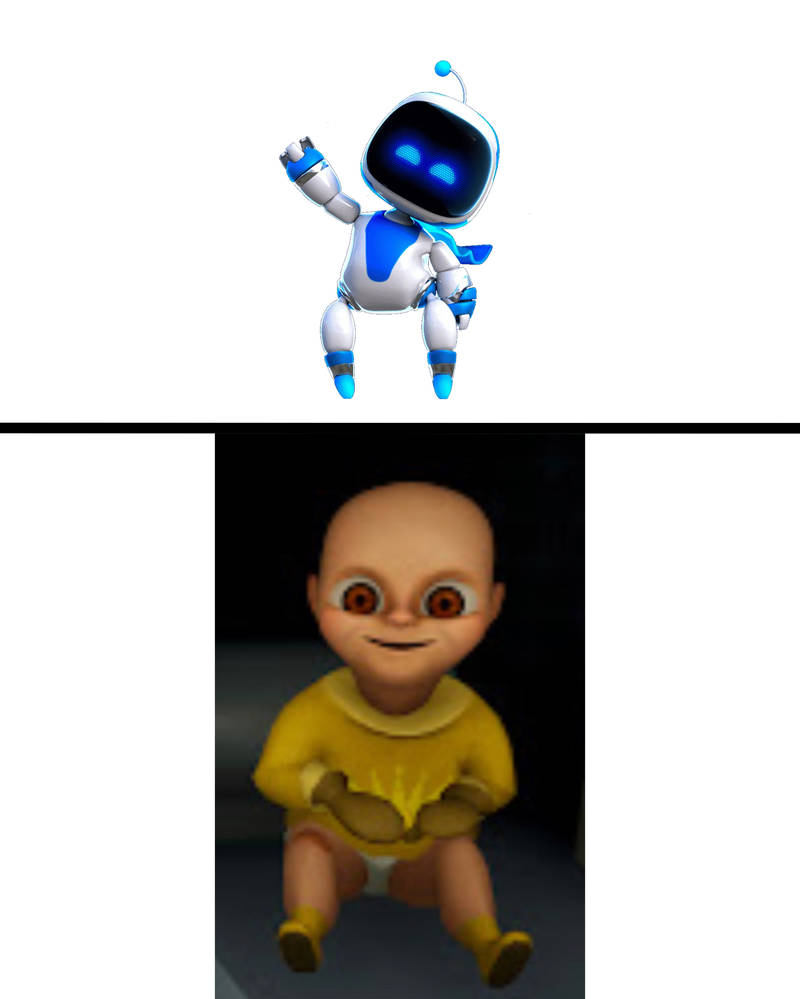 The baby in yellow meets Astro bot by jason15673 on DeviantArt