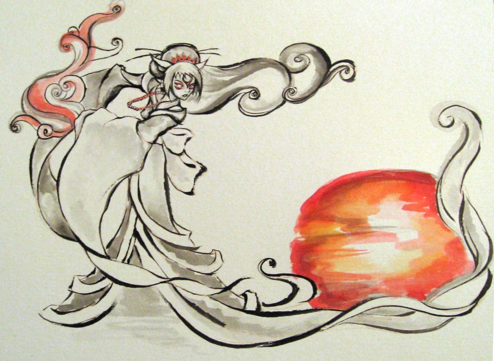 So beautiful!!  Amaterasu, Okami, Ink illustrations