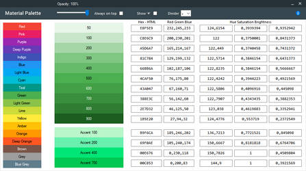 Material Palette Colors tool