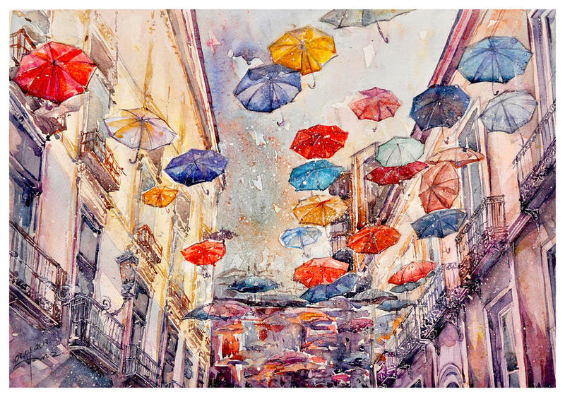 Rain and Umbrella by 1hama