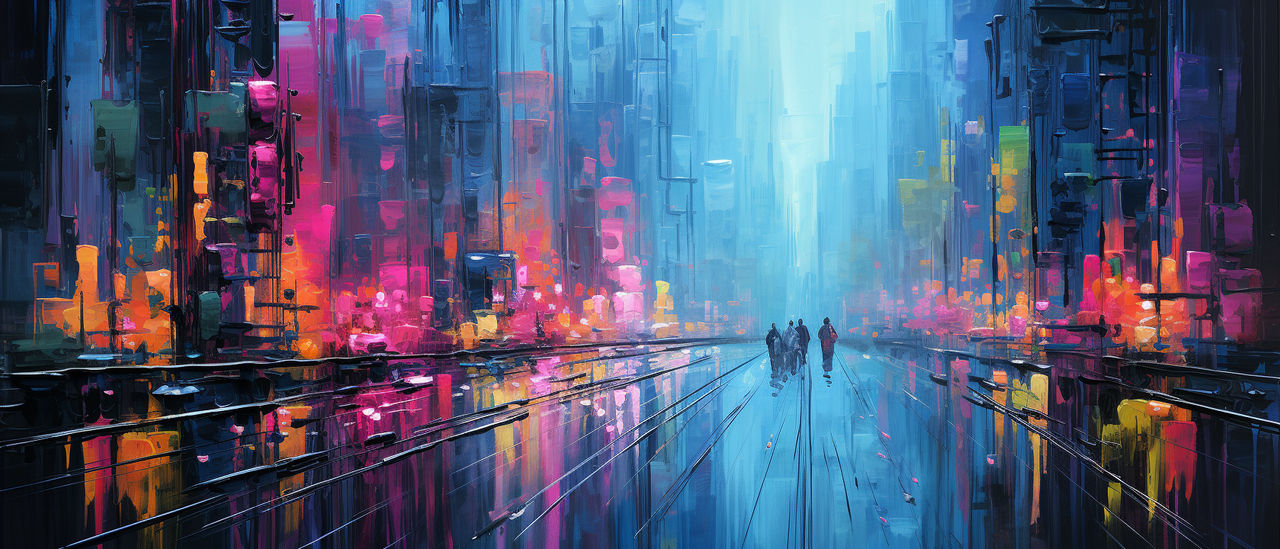Neon Ai Works A Rainy Neon Cyberpunk View by seasoned2travel on DeviantArt