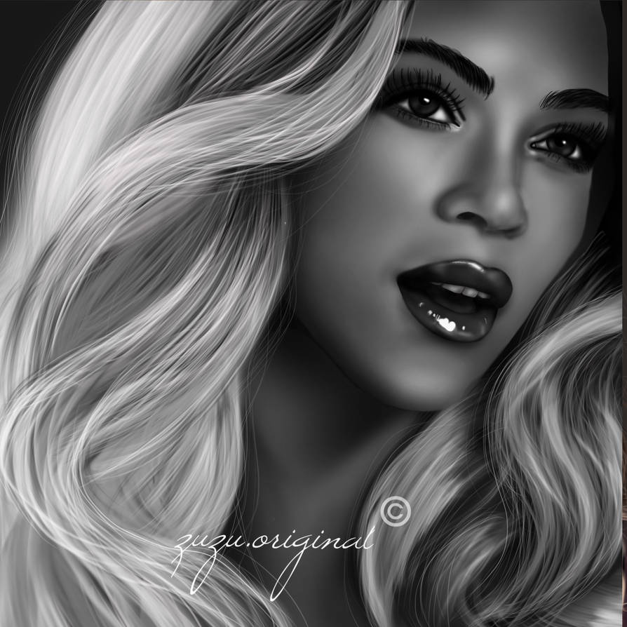 Beyonce blackwhite digital portrait by zuzuoriginal on DeviantArt