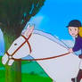 Priscilla Riding Her White Horse 16