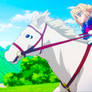 Sylvia van Hossen Riding Her White Horse