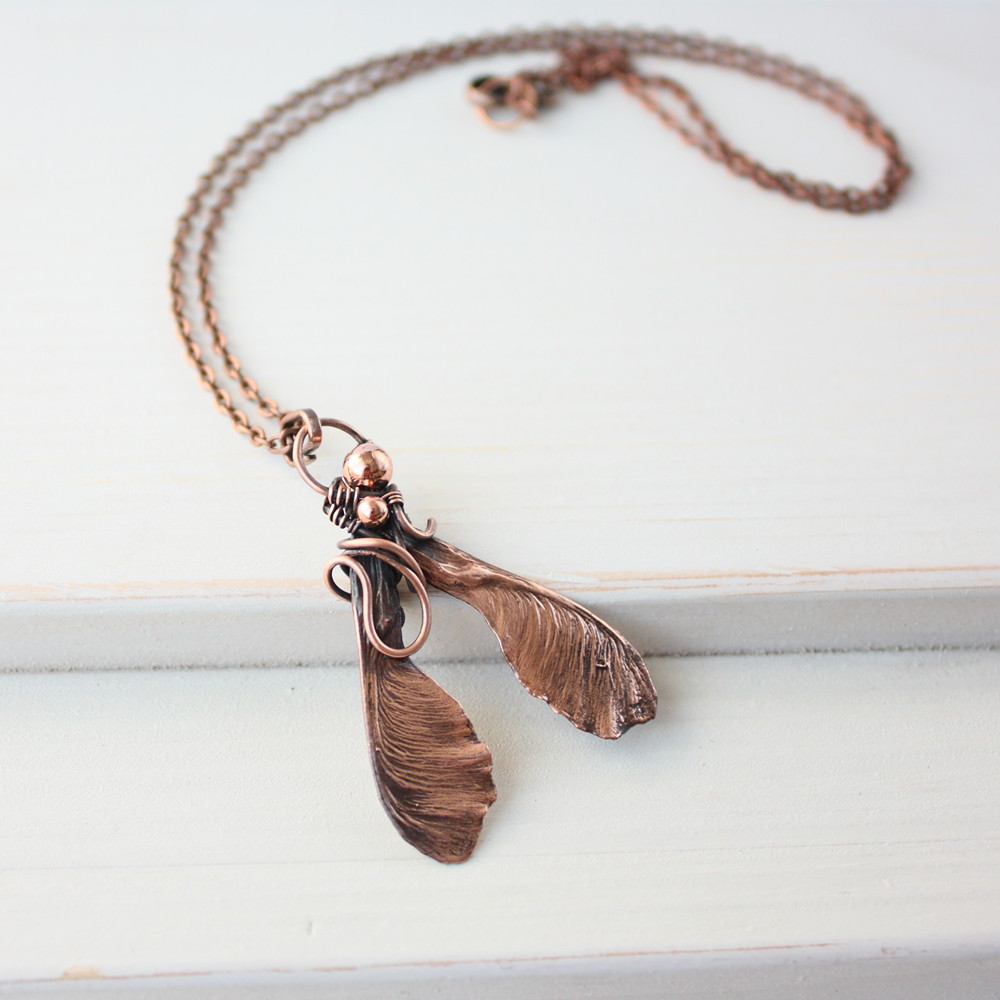 Real maple seed necklace - Botanical jewel