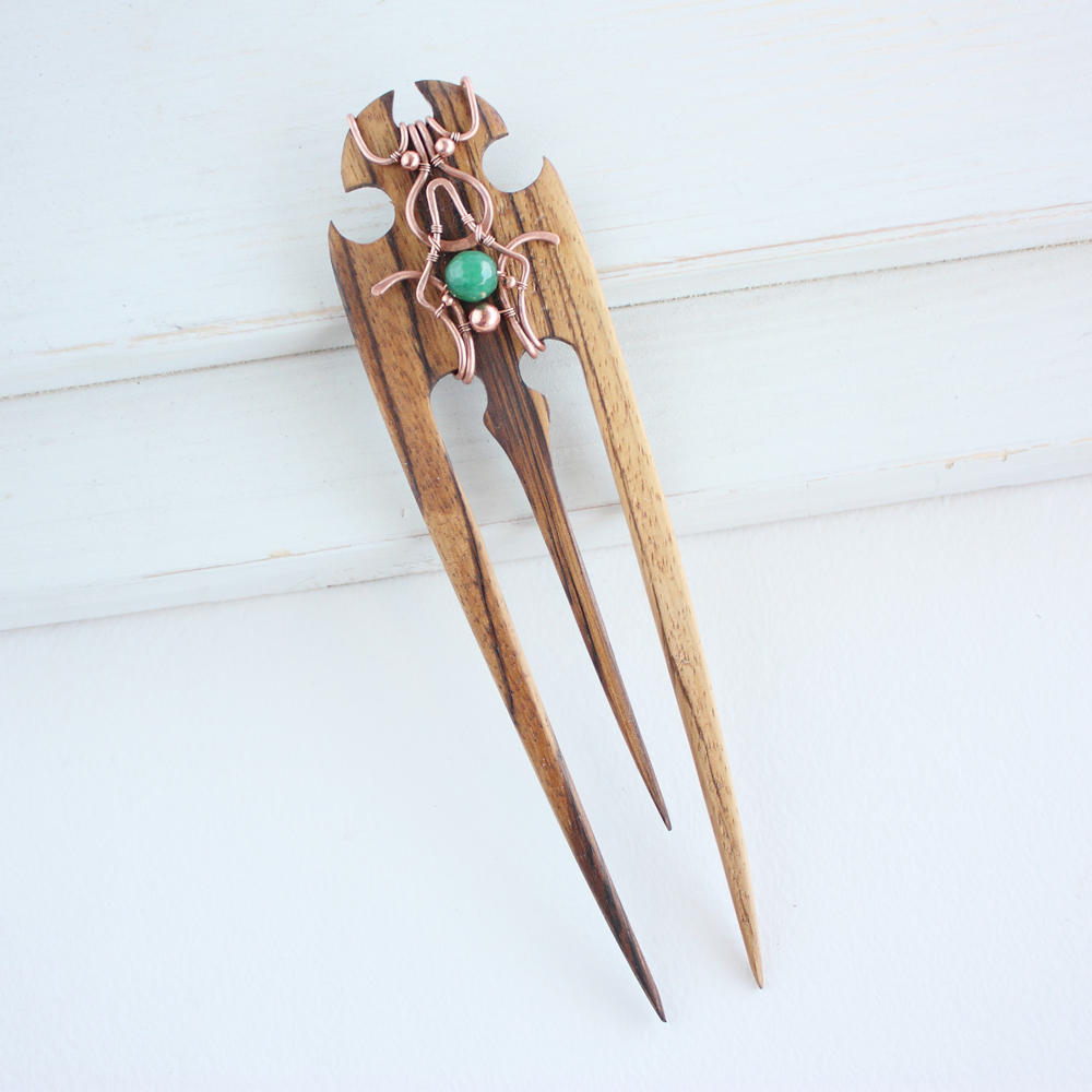 Wood hair pin