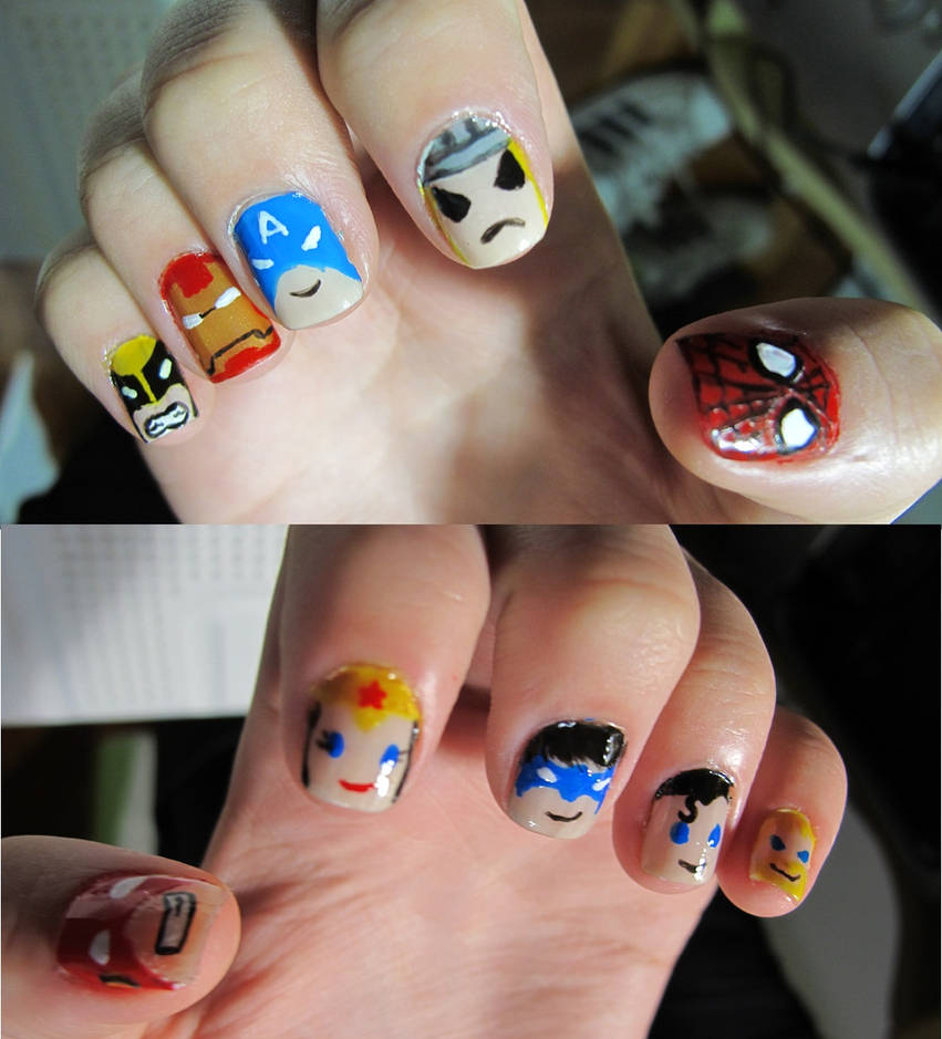 Super hero nails by tharesek