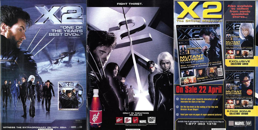 X2 X-Men United DVDs, drink and Magazines