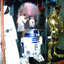 Life-size props of Princess Leia, R2-D2, and C-3PO