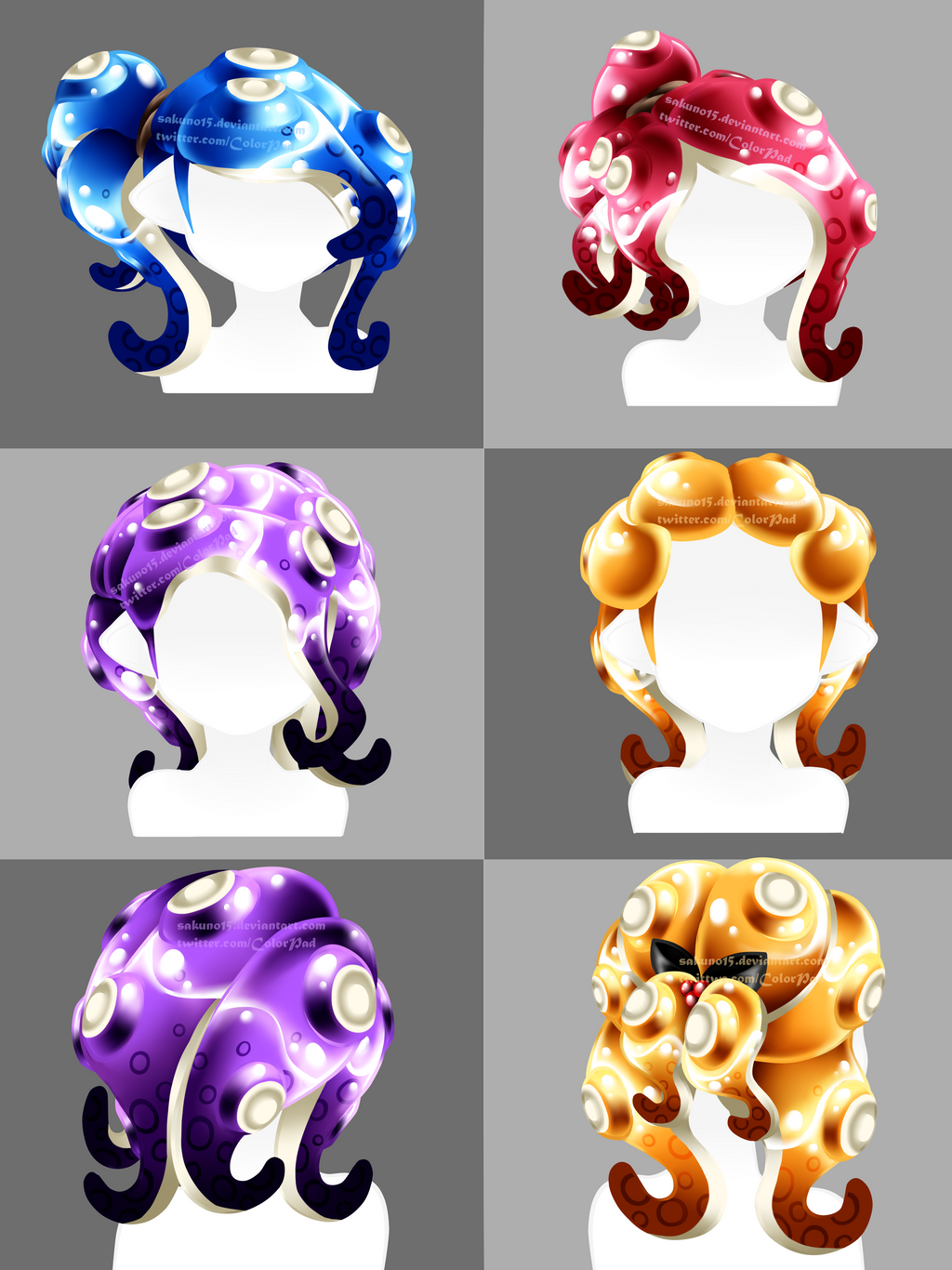 Octoling Hairstyles 1 by Sakuno15 on DeviantArt