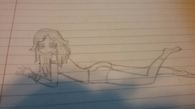 Random laying down drawing of a girl, anime