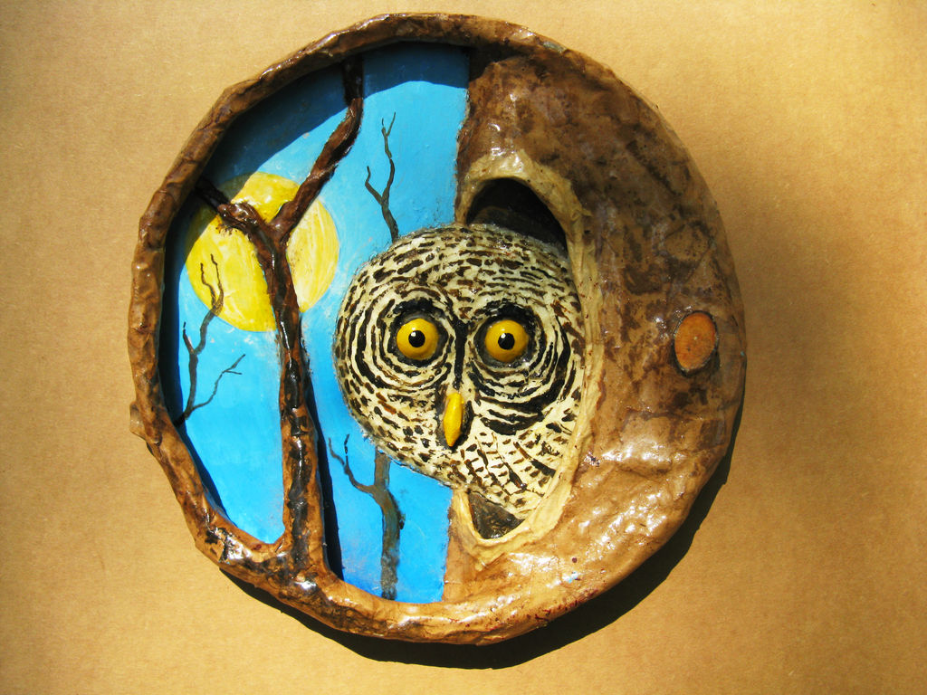 Papier-mache Owl Wall Hanging