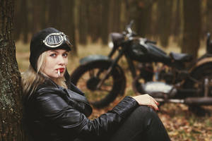 girl with a motorcycle