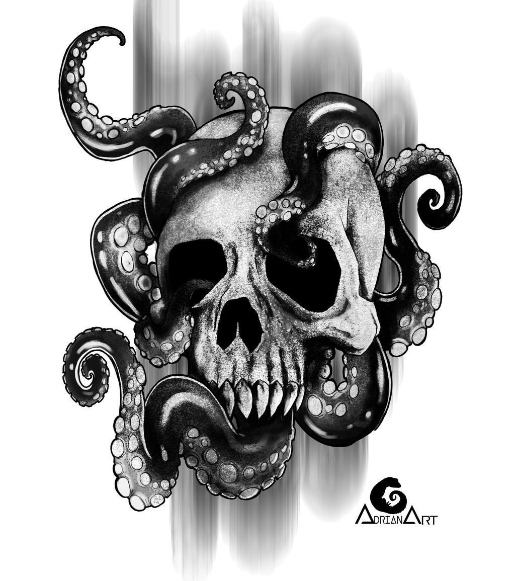 Skull octopus, tattoo design + Speedpaint by ArtAG95 on DeviantArt