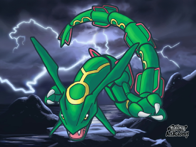 Pokemon: Shiny Rayquaza by GenkoNoMiko on DeviantArt