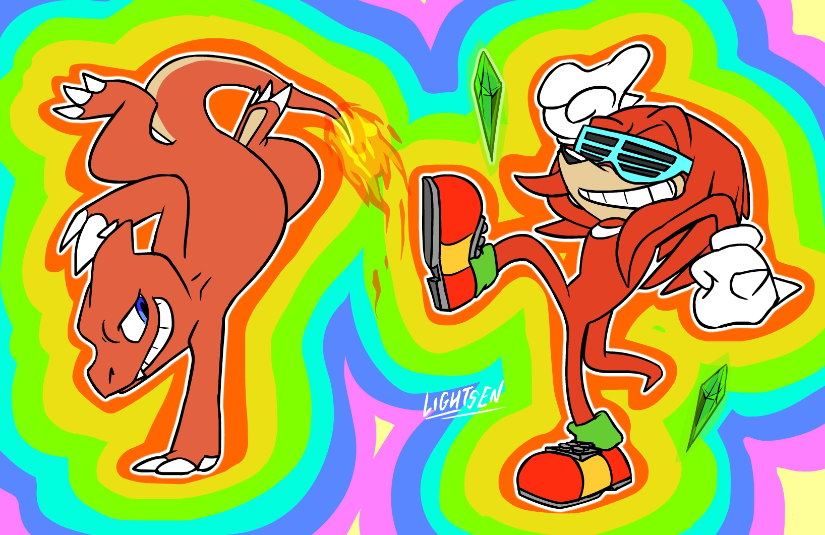 RAINBOW red dudes breakdancing!