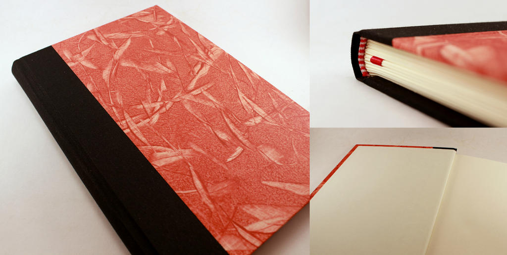 Handmade Red Journal - Paste Paper