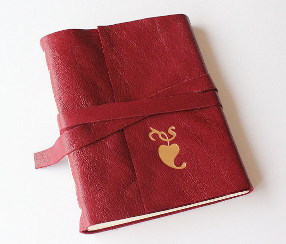 Red Leather with Gilded Heart