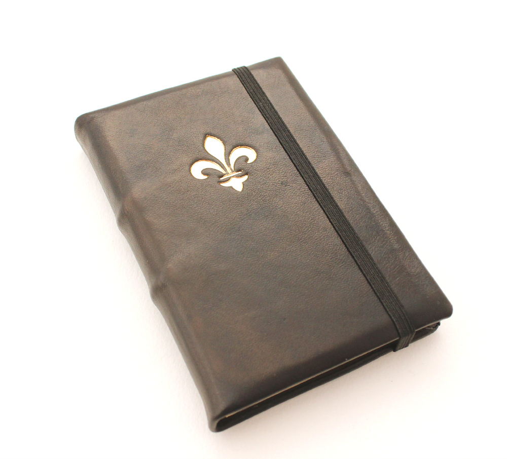 Leather Journal - Black with Fleur de Lys