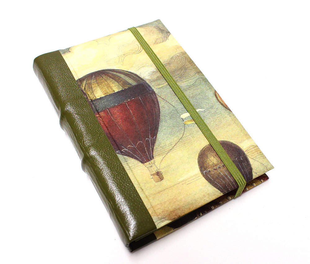 Green Leather Journal - Balloons