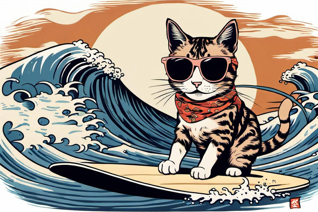 Scarborugh Surf Cat Surfing Cat #3 by Dashowitz on DeviantArt