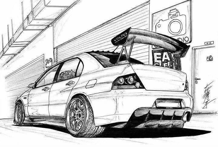 Evo Rear Drawing Basic Mitsubishi Evo 9 Pencil Sketch by nebex on DeviantArt