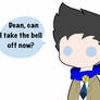 Castiel wearing a bell!