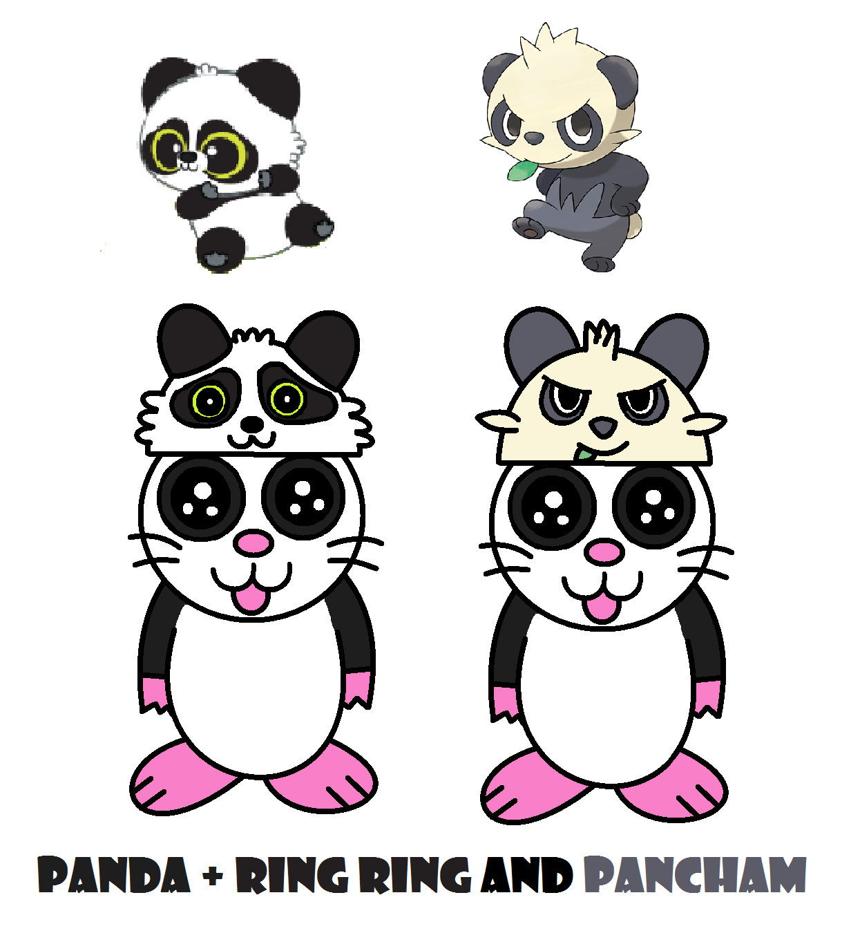 Panda + Ring Ring and Pancham, Hat Hamtaro by jayamurat on DeviantArt