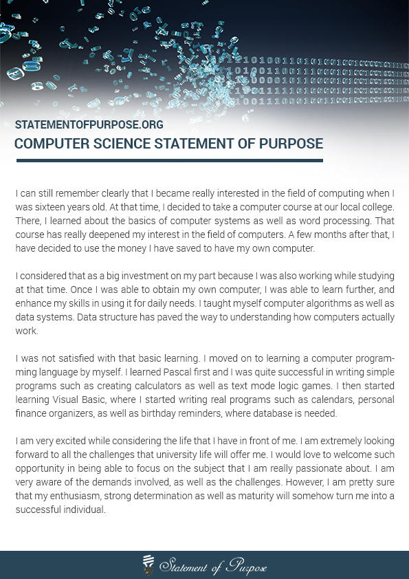 Computer Science Statement of Purpose by statement17 on DeviantArt