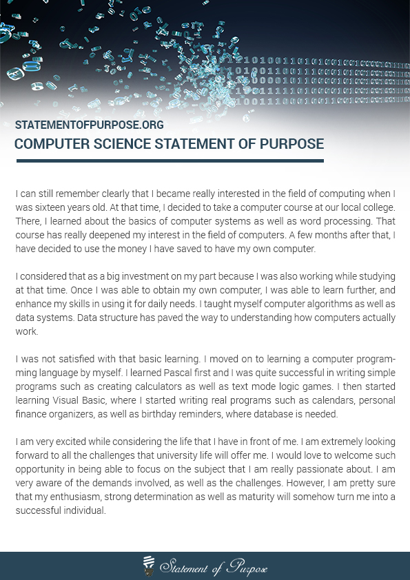 Computer Science Statement of Purpose by statement17 on DeviantArt