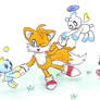 Tails playing with the chao.