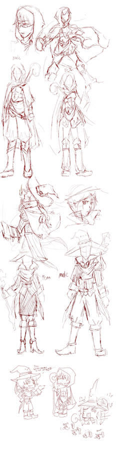 Sketch Dump: Black and White Mages