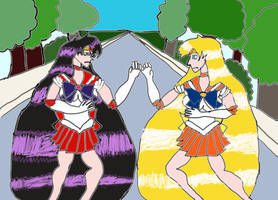 Sailor Venus vs. Sailor Mars by Drawbot908