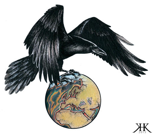 Raven carrying an ill Earth by Paivatar