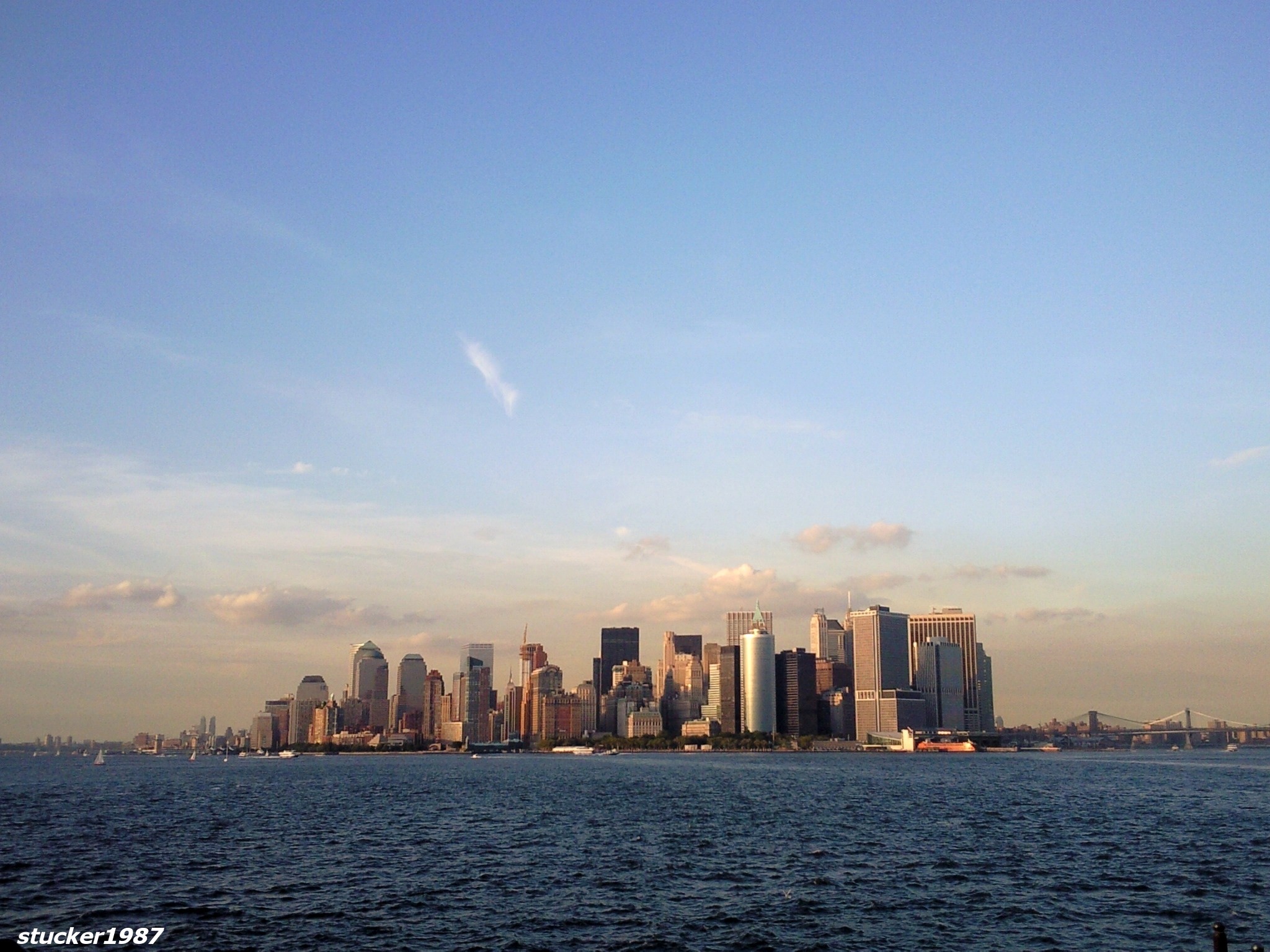 new york skyline off the river