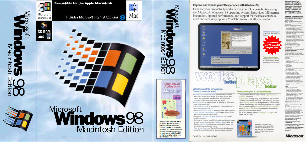 Microsoft Windows 98 - Macintosh Edition (box) by MalekMasoud on DeviantArt