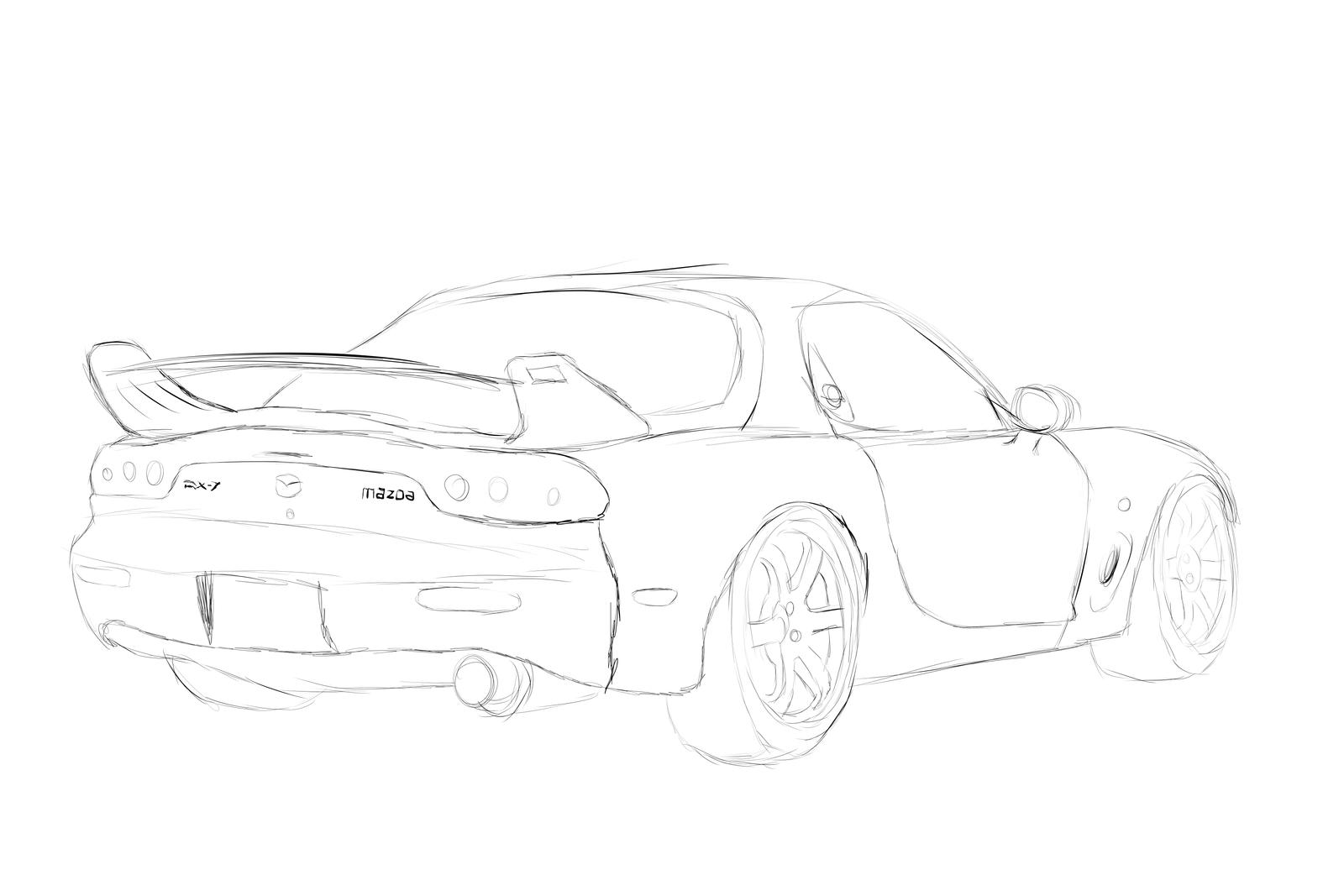 Cartoon Easy Rx7 Mazda RX7 Sketch by AtomicCraze on DeviantArt
