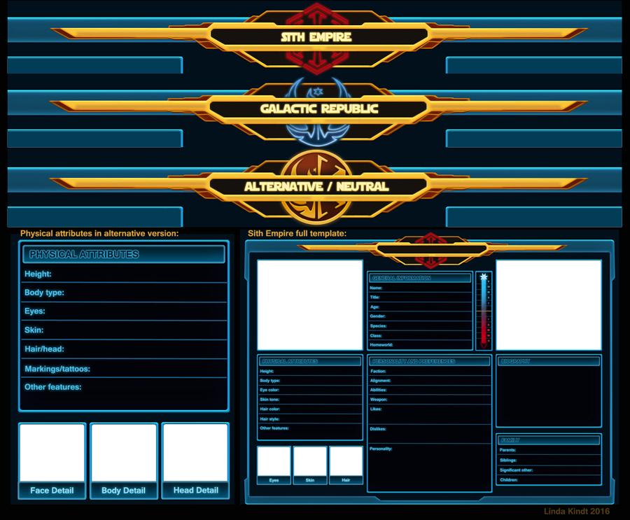 SWTOR Character Sheet Templates