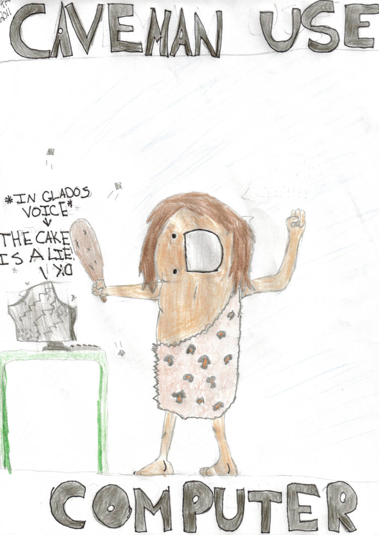caveman use computer by drawingamileaminute on DeviantArt