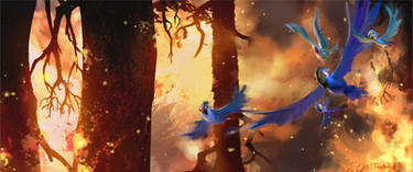 Escaping the Fire! A painting for Rio 2.