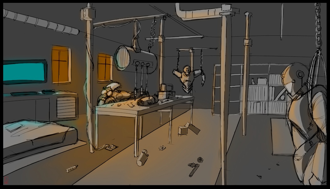 Robot assembly room by shibakaneki on DeviantArt
