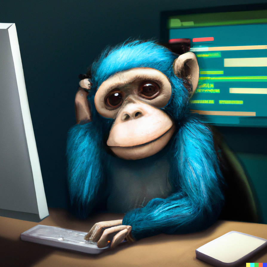 A monkey coding by JeffersonSpyplane on DeviantArt