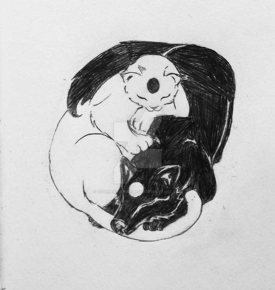 Yin Yang wolf and cat