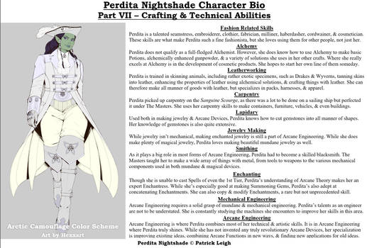 Perdita Nightshade Bio Pt 7 - Crafting Abilities