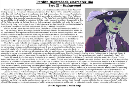 Perdita Nightshade Bio Pt 11 - Background