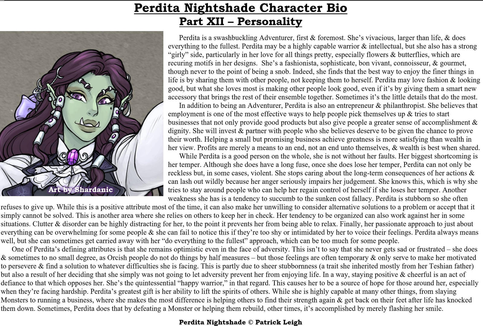 Perdita Nightshade Bio Pt 12 - Personality by Patrick-Leigh on DeviantArt
